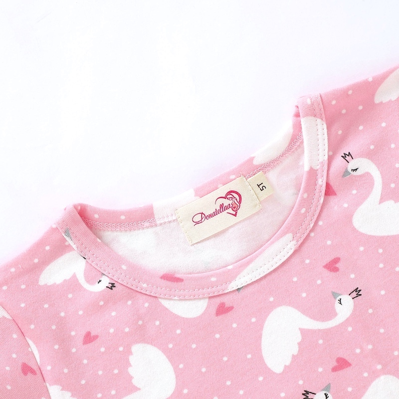 Pajama Set 2Y-7Y Organic Cotton O-neck Super Soft And Breathable Pink Swan HY6001-1